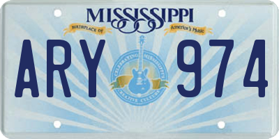 MS license plate ARY974