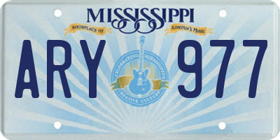MS license plate ARY977