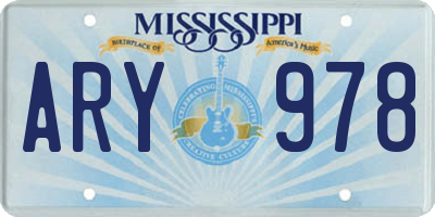 MS license plate ARY978