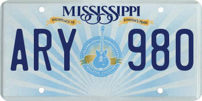 MS license plate ARY980