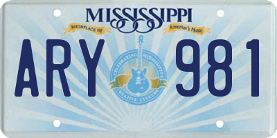 MS license plate ARY981
