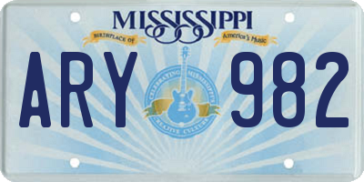 MS license plate ARY982