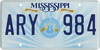 MS license plate ARY984
