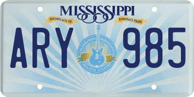 MS license plate ARY985
