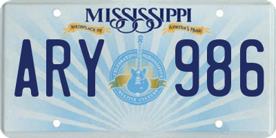 MS license plate ARY986