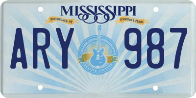 MS license plate ARY987