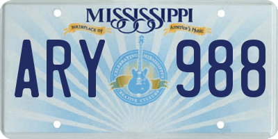 MS license plate ARY988