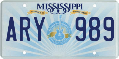 MS license plate ARY989