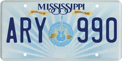 MS license plate ARY990