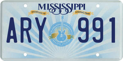 MS license plate ARY991