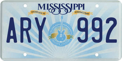 MS license plate ARY992
