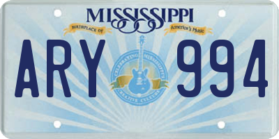 MS license plate ARY994