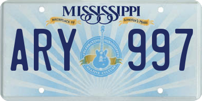 MS license plate ARY997