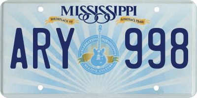 MS license plate ARY998