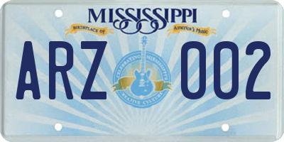 MS license plate ARZ002
