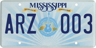 MS license plate ARZ003