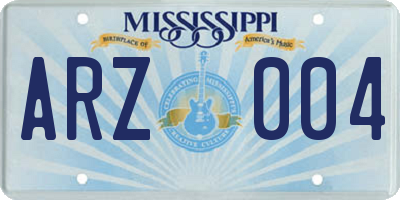 MS license plate ARZ004