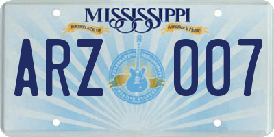 MS license plate ARZ007