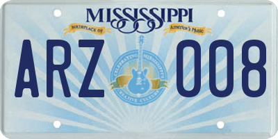 MS license plate ARZ008