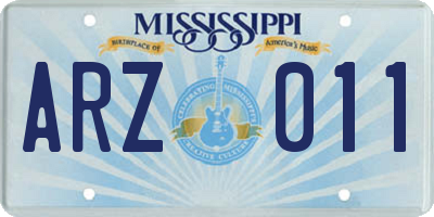 MS license plate ARZ011