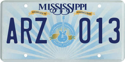 MS license plate ARZ013