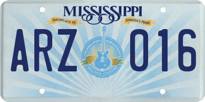 MS license plate ARZ016