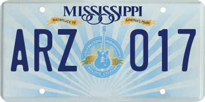 MS license plate ARZ017