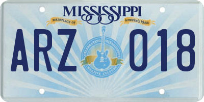 MS license plate ARZ018