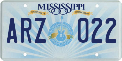 MS license plate ARZ022