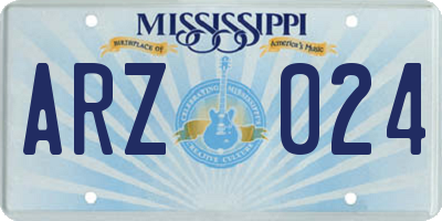 MS license plate ARZ024