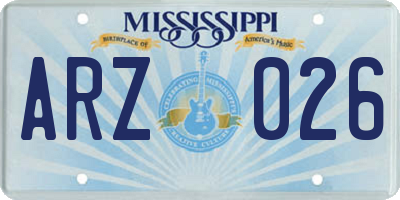 MS license plate ARZ026