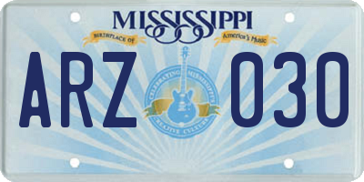 MS license plate ARZ030
