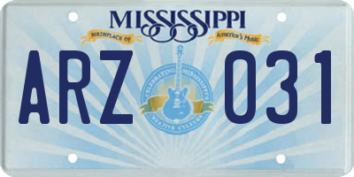 MS license plate ARZ031