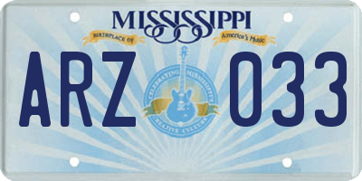 MS license plate ARZ033
