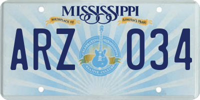 MS license plate ARZ034