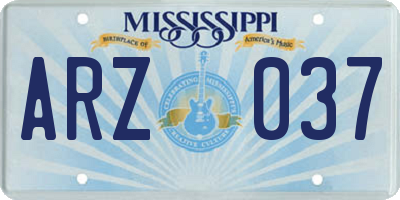 MS license plate ARZ037