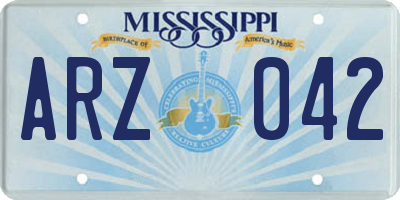 MS license plate ARZ042