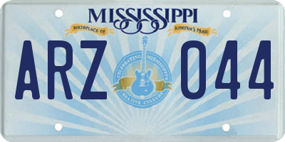 MS license plate ARZ044