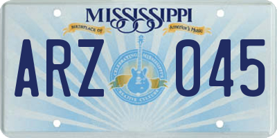 MS license plate ARZ045
