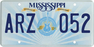MS license plate ARZ052