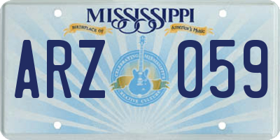 MS license plate ARZ059