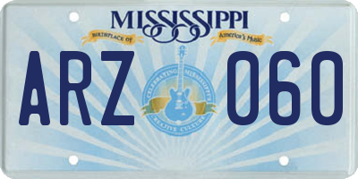 MS license plate ARZ060