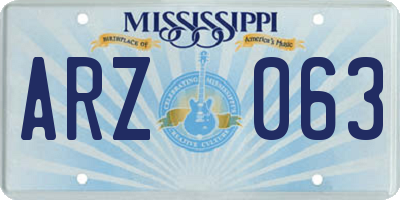 MS license plate ARZ063