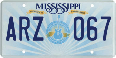 MS license plate ARZ067