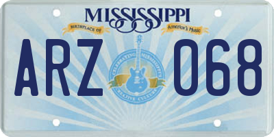 MS license plate ARZ068