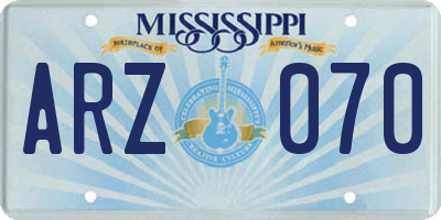 MS license plate ARZ070