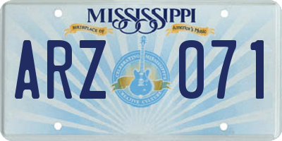MS license plate ARZ071