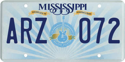 MS license plate ARZ072