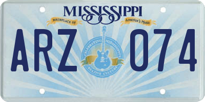 MS license plate ARZ074