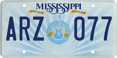 MS license plate ARZ077